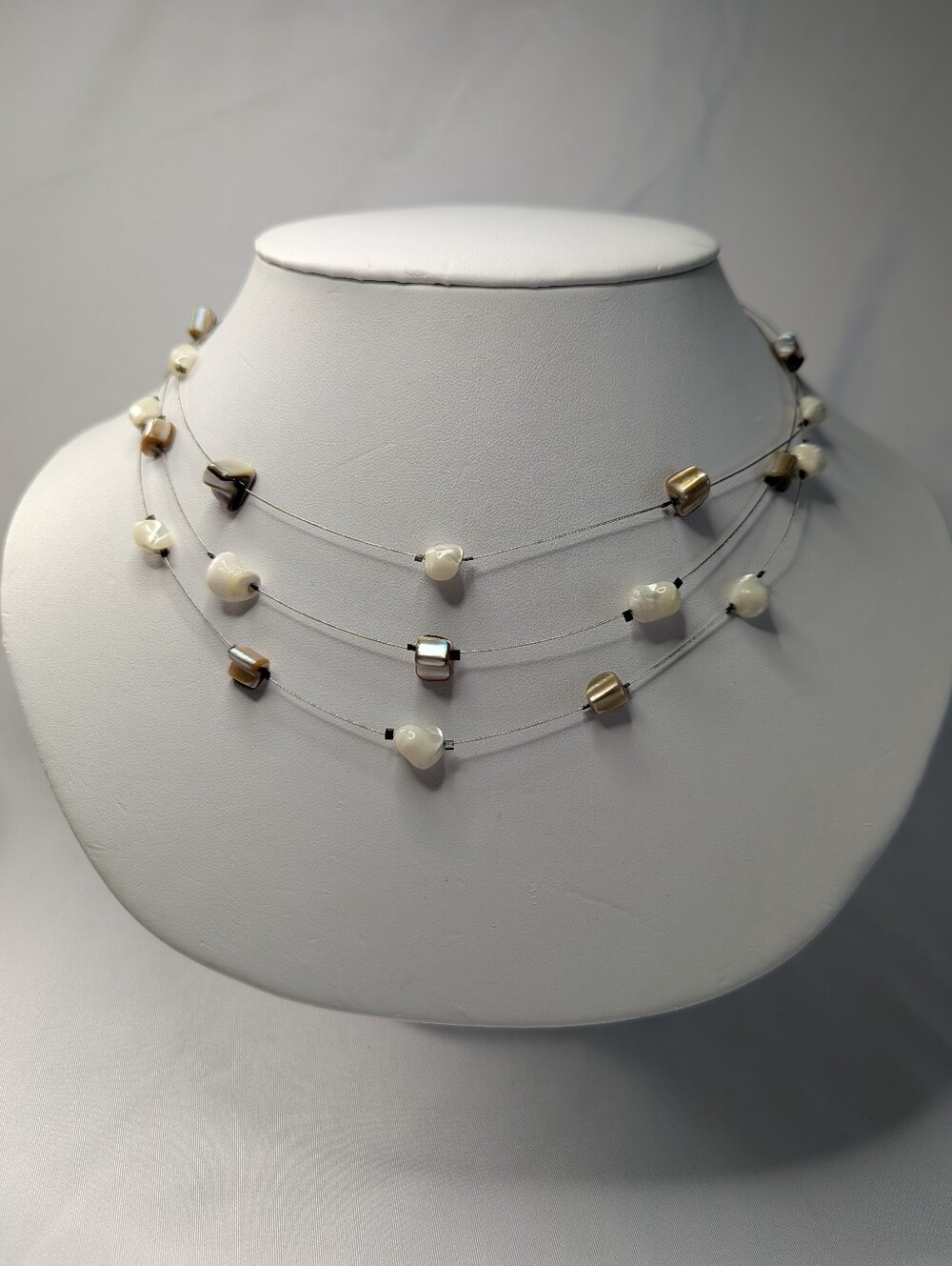 Multi-Strand Mother Of Pearl and Bead Necklace
